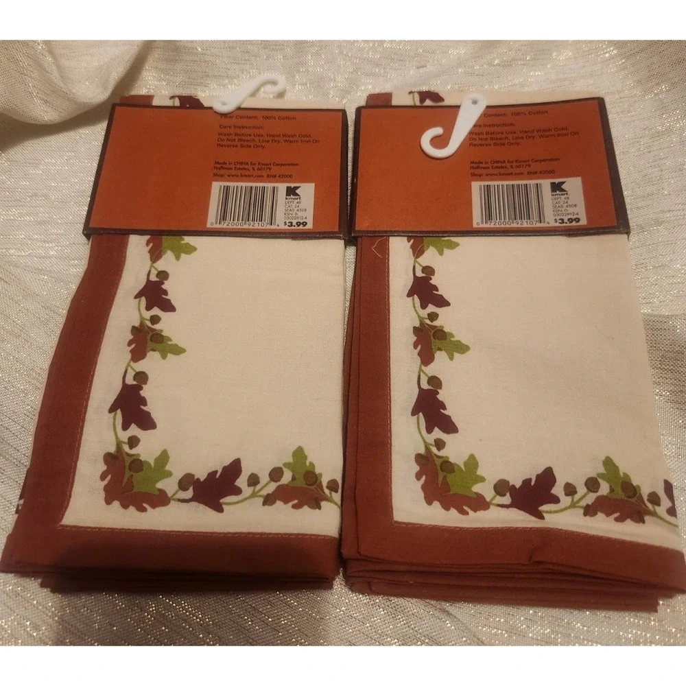 Be Thankful Thanksgiving Turkey Cloth Napkins 100% Cotton Set of 4 NEW 18